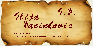 Ilija Mačinković vizit kartica